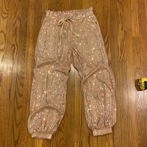 Blush Pink Sequin Joggers